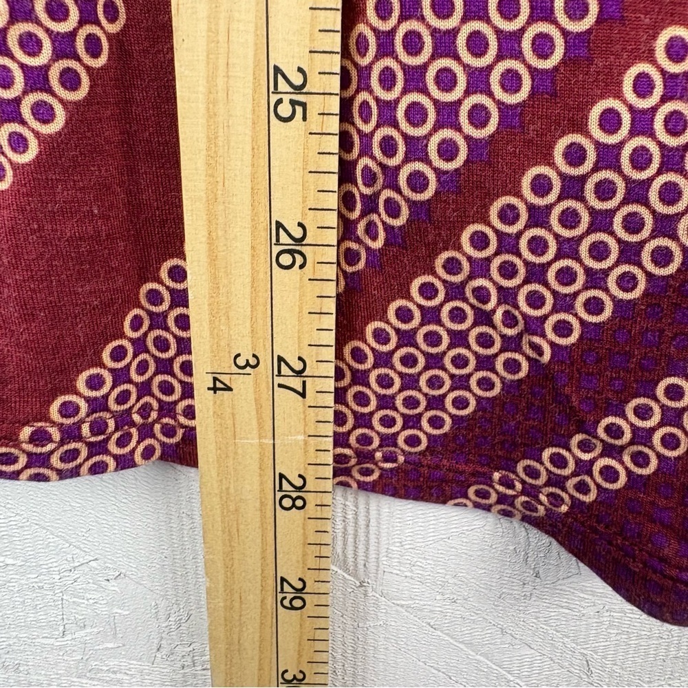 Chic Burgundy Patterned Women's Sleeveless Top Colorful Layered Scoop Neck Small - Picture 8 of 8